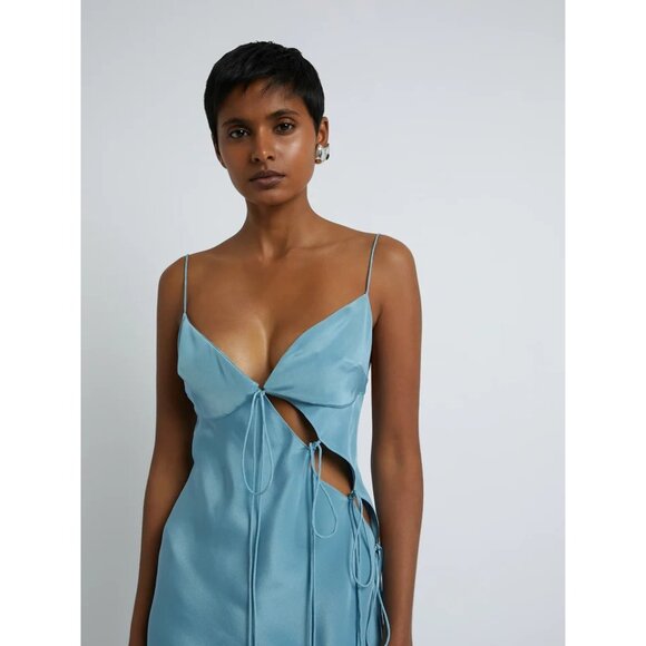 Christopher Esber Slope Tie Silk Dress in Mare 2 New Womens Long Maxi Gown - Picture 13 of 16